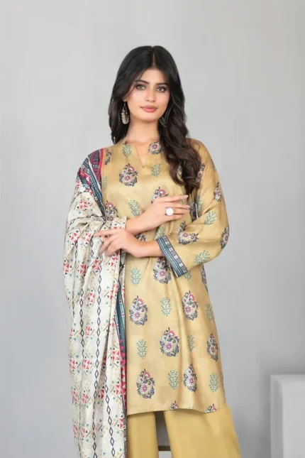 Dilnur By Tawakkal - Twill staple digital Print 3-Piece Unstitch D-4501