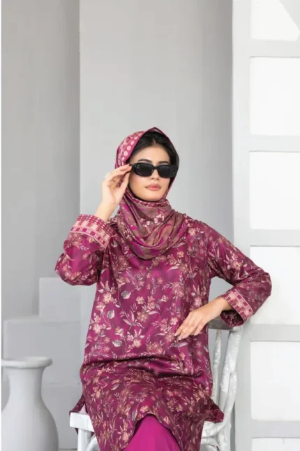Dilnur By Tawakkal - Twill staple digital Print 3-Piece Unstitch D-4502
