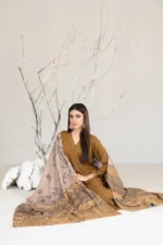 Farhin By Tawakkal Unstitched 3 Piece Collection - Leather Peach Finish D-4592