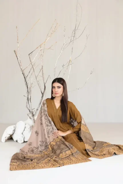 Farhin By Tawakkal Unstitched 3 Piece Collection - Leather Peach Finish D-4592