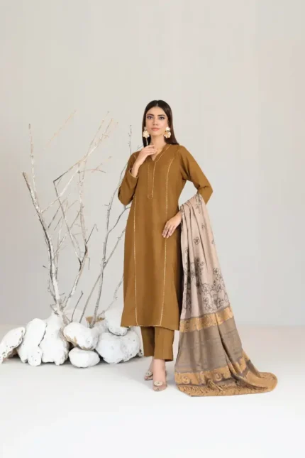 Farhin By Tawakkal Unstitched 3 Piece Collection - Leather Peach Finish D-4592