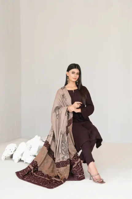 Farhin By Tawakkal Unstitched 3 Piece Collection - Leather Peach Finish D-4594