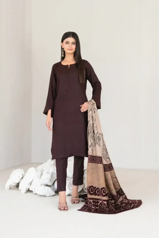 Farhin By Tawakkal Unstitched 3 Piece Collection - Leather Peach Finish D-4594