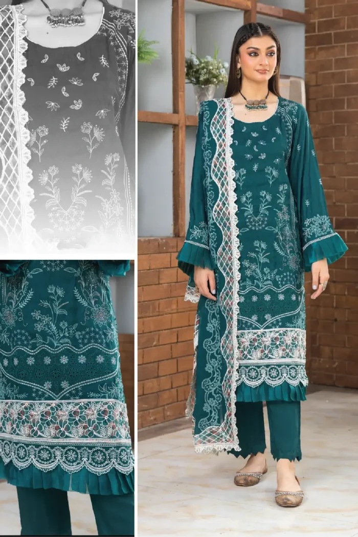 Inaara By Aalaya – Premium Embroidered Viscose 3 Piece Design-1
